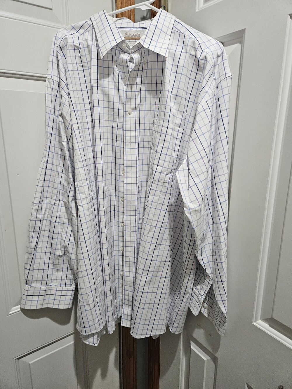 Roundtree & Yorke Gold Label Dress Shirt Mens 19 36/37 BIG  Non-Iron Plaid